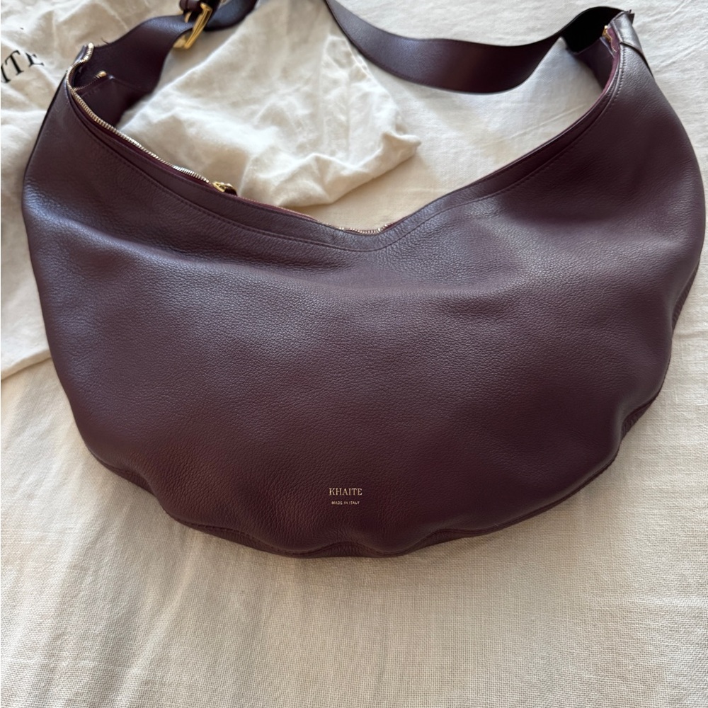 Khaite Burgundy/eggplant August Hobo Leather Shoulder Bag